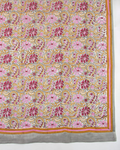 Pink Floral Printed Wrap Sarong For Women with Decorative Border