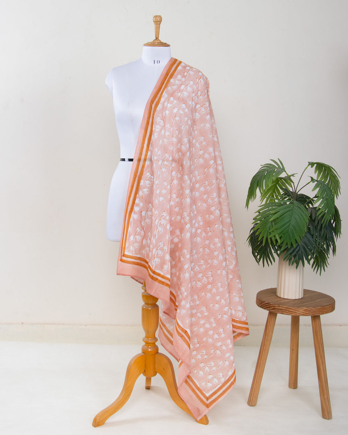Blush Pink Floral Printed Cotton Sarong Wrap For Women