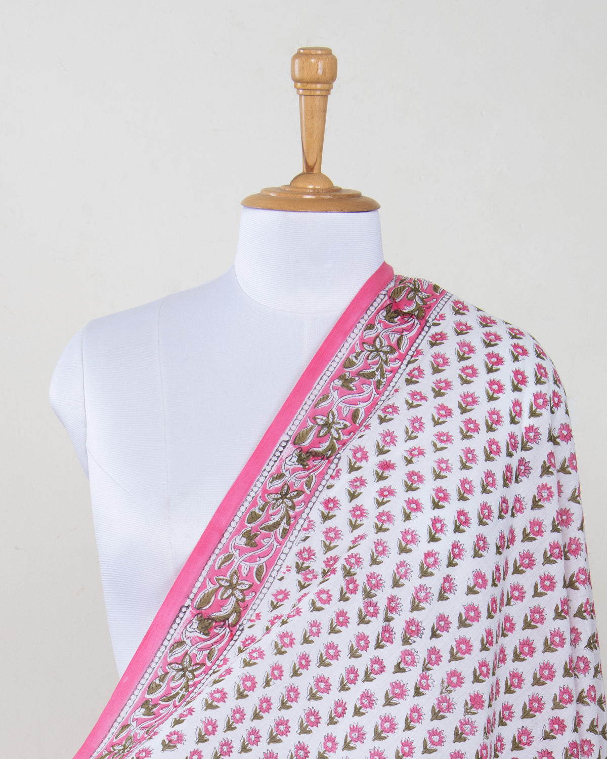 Cotton Hand Block Pink Booti Printed Breathable Beach Sarong for Women