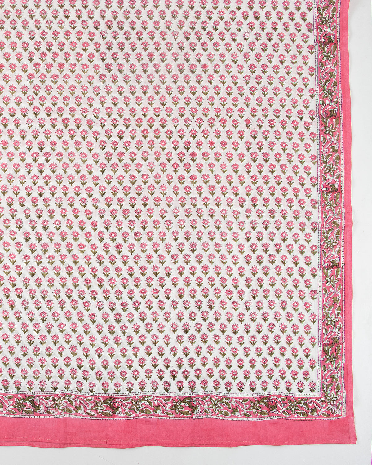 Cotton Hand Block Pink Booti Printed Breathable Beach Sarong for Women