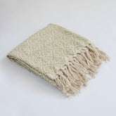 Sage Floral Cotton Throw Blanket Boho Botanical Decor