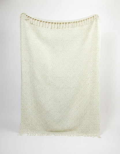 Sage Floral Cotton Throw Blanket Boho Botanical Decor