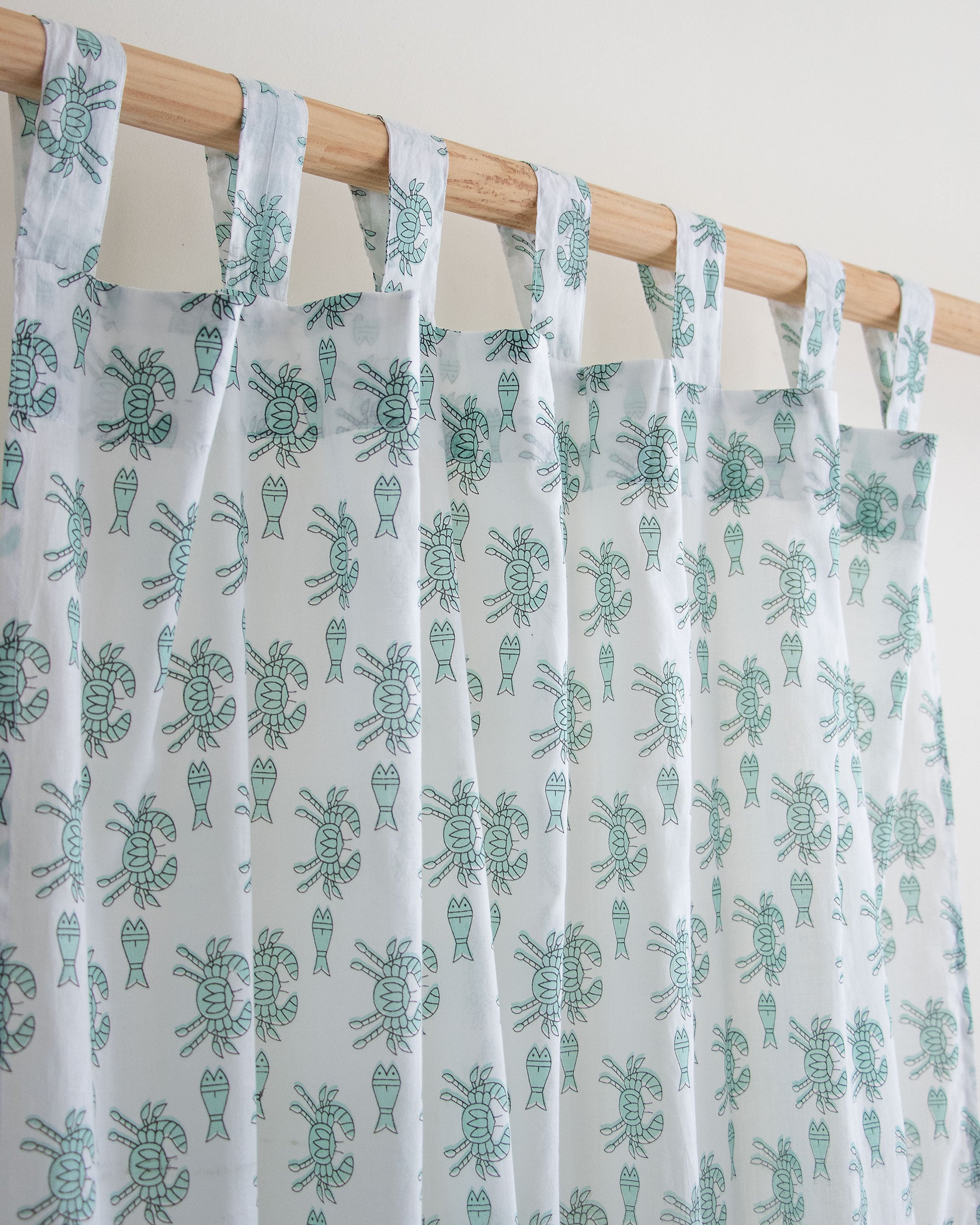 Sea Animals Block Printed Bedroom Curtains Online
