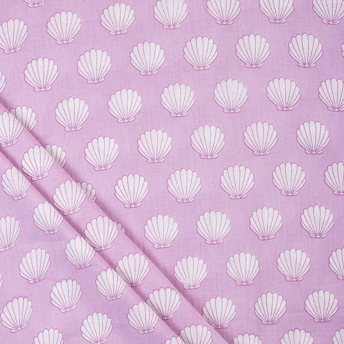 Sea Cell Block Print Cotton Running Fabric