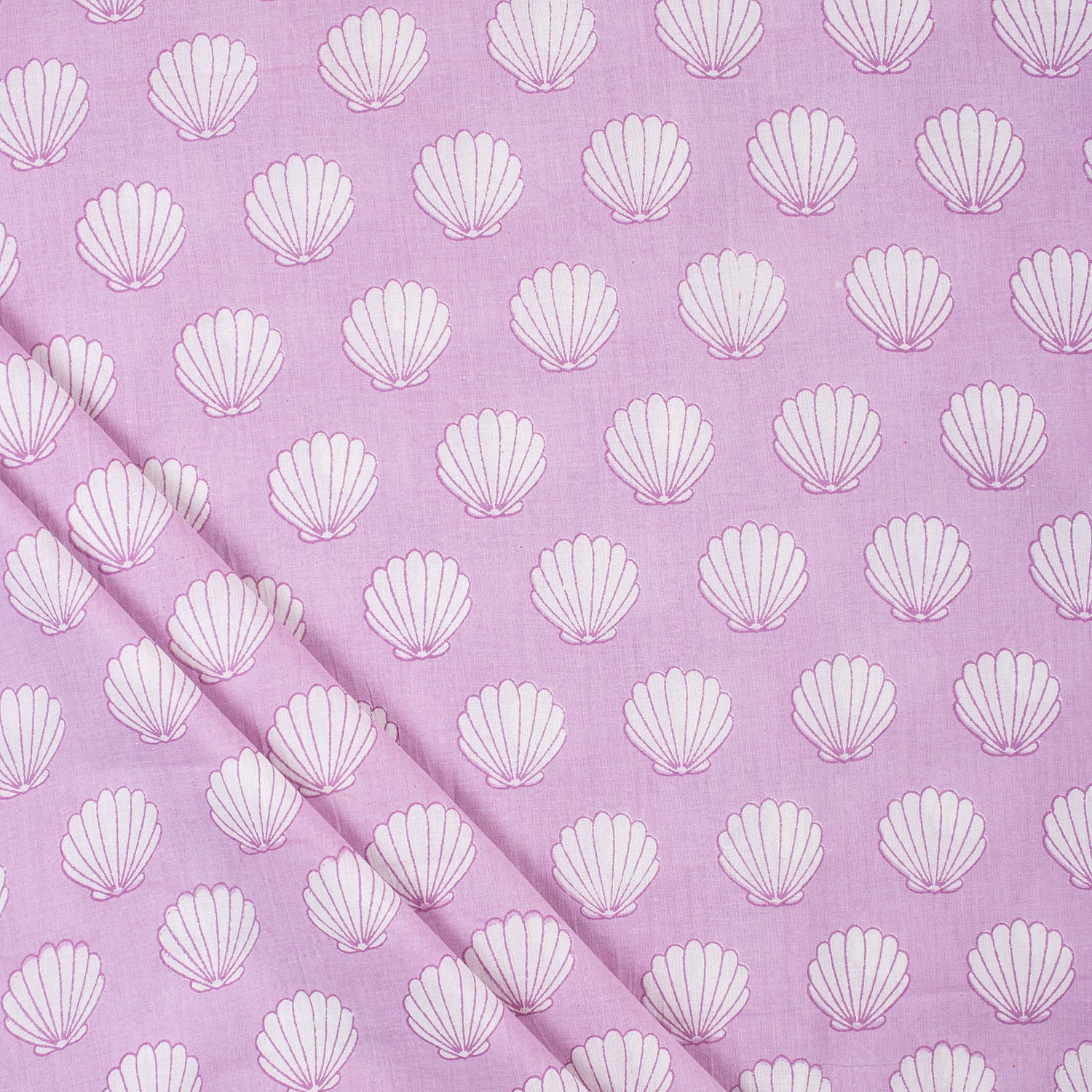Sea Cell Block Print Cotton Running Fabric