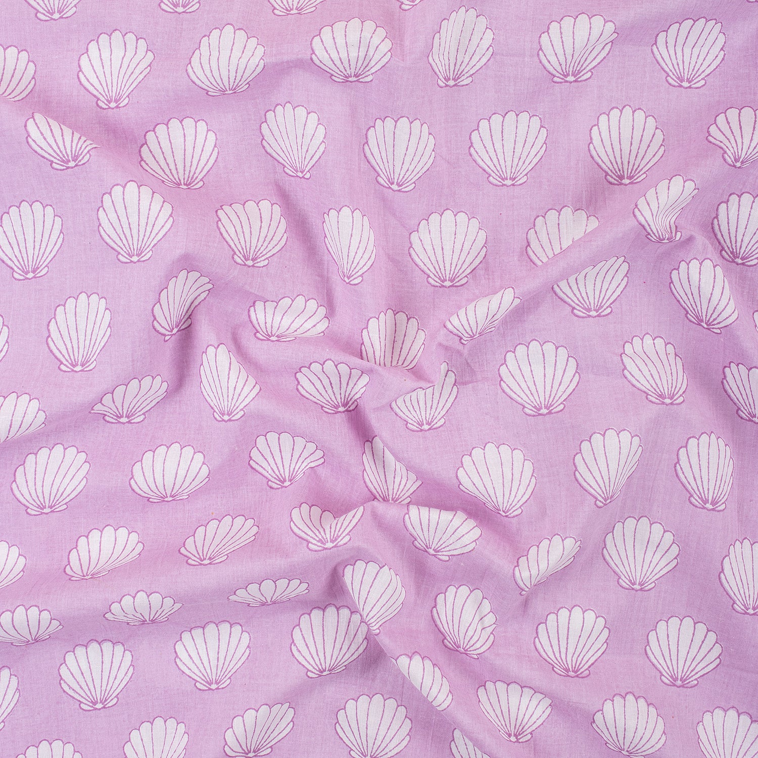 Sea Cell Block Print Cotton Running Fabric