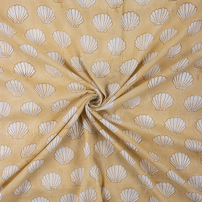 Sea Cell Hand Block Printed Brown Fabric