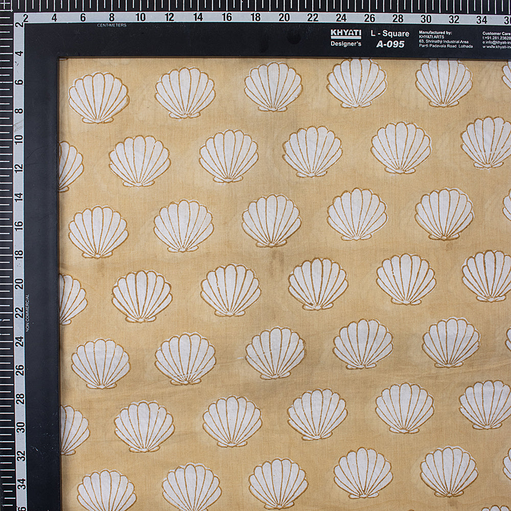 Sea Cell Hand Block Printed Brown Fabric