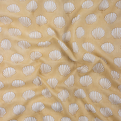 Sea Cell Hand Block Printed Brown Fabric