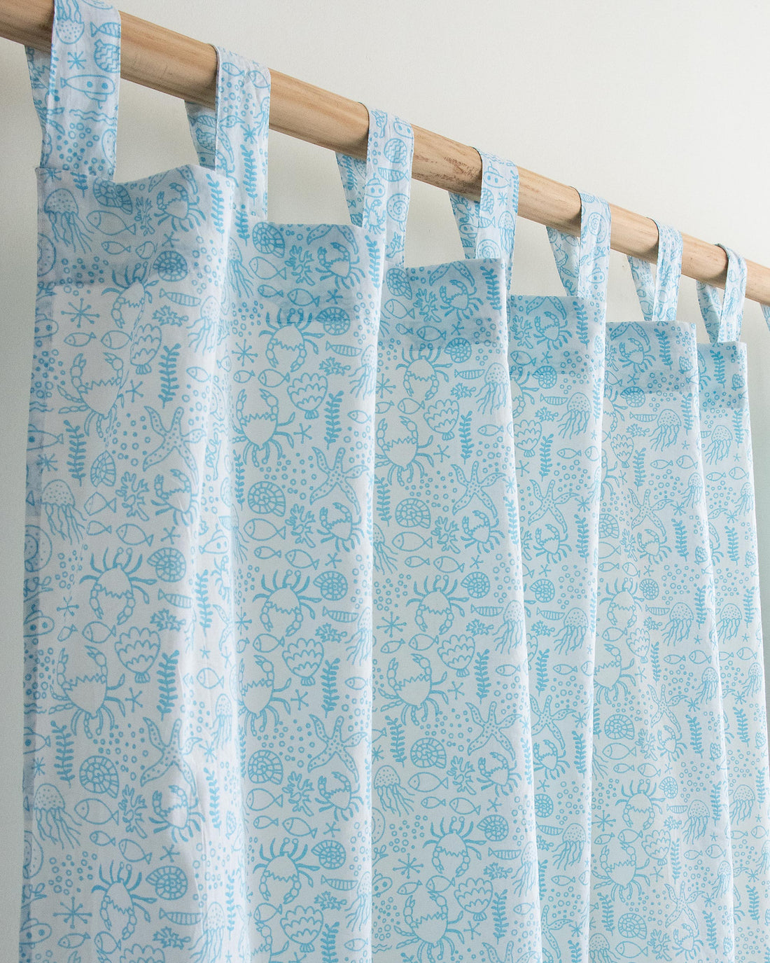 Sea Life Hand Block Printed Cotton Curtians