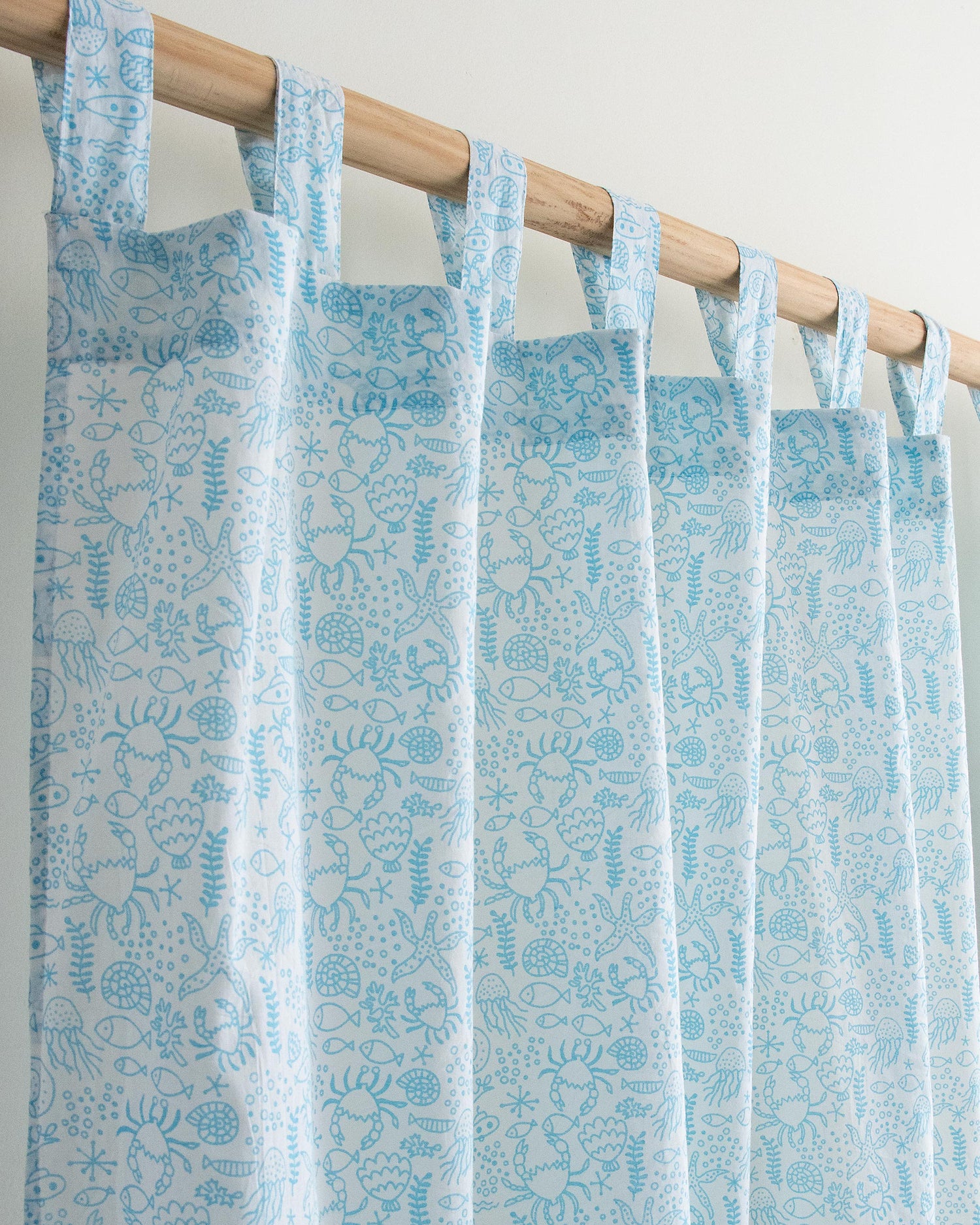 Sea Life Hand Block Printed Cotton Curtians