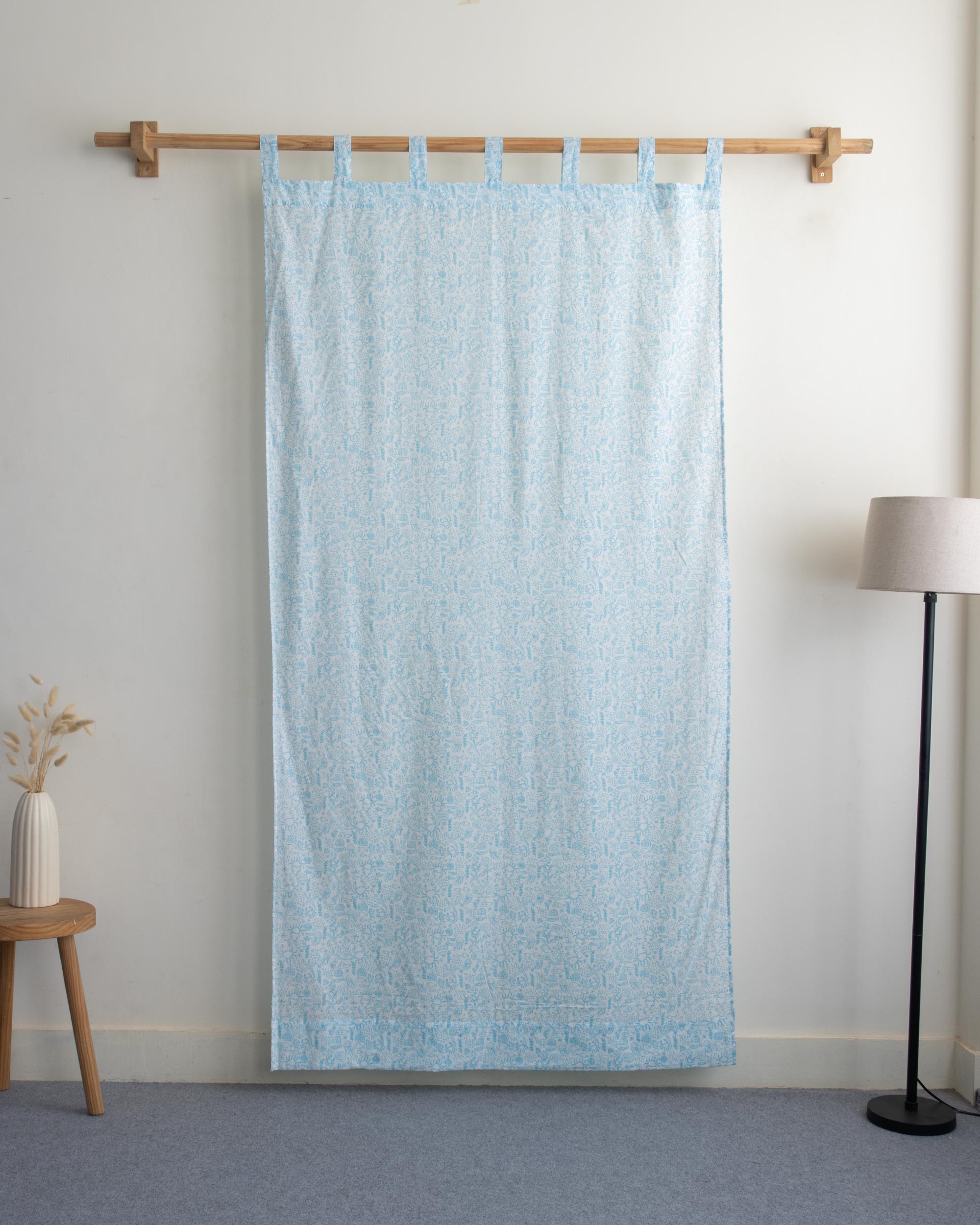 Sea Life Hand Block Printed Cotton Curtians