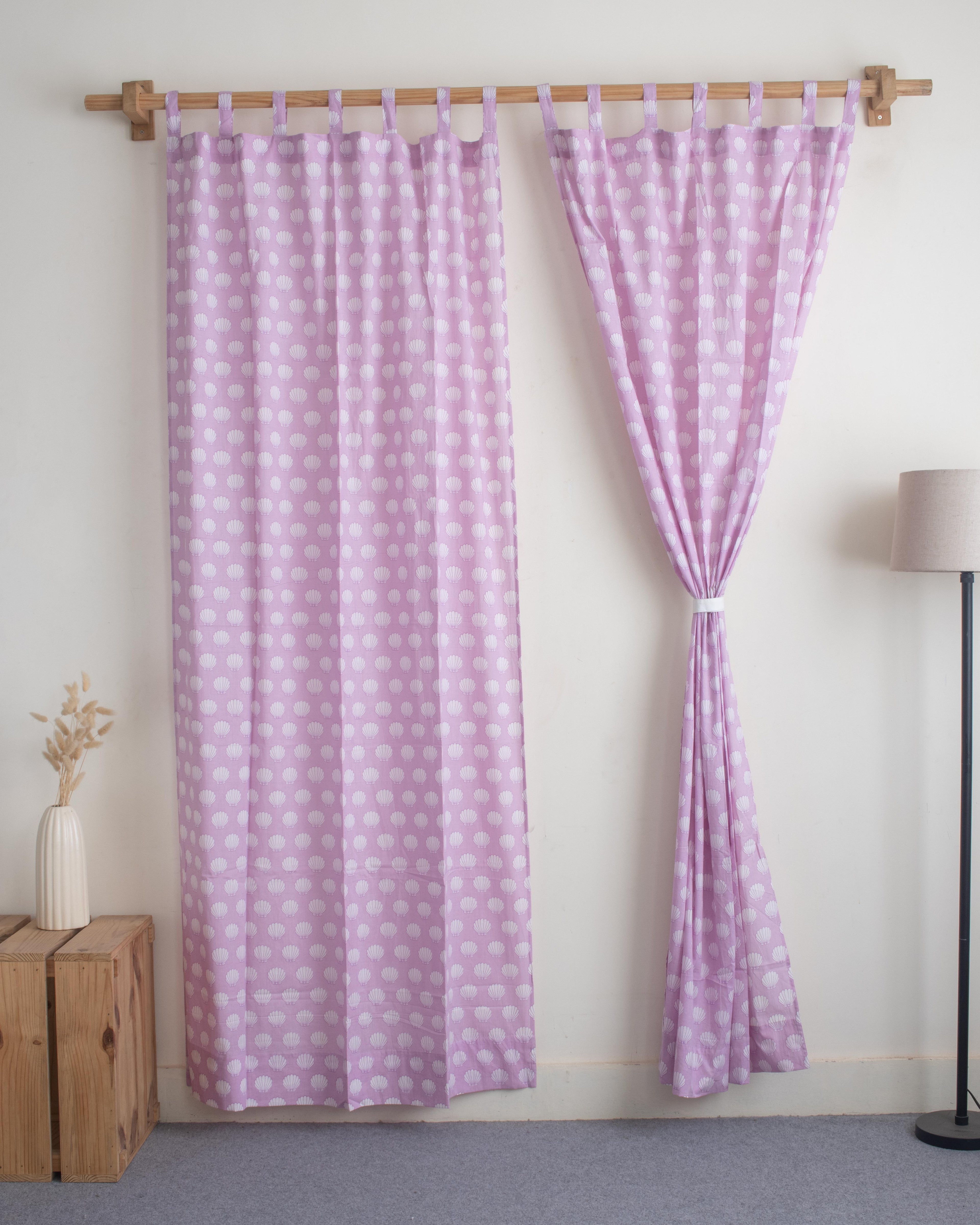 Seashell Block Print Curtains for Dining Room in India