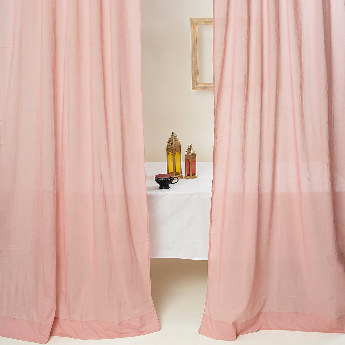Set of 2 Cotton Solid Curtain For House, Office