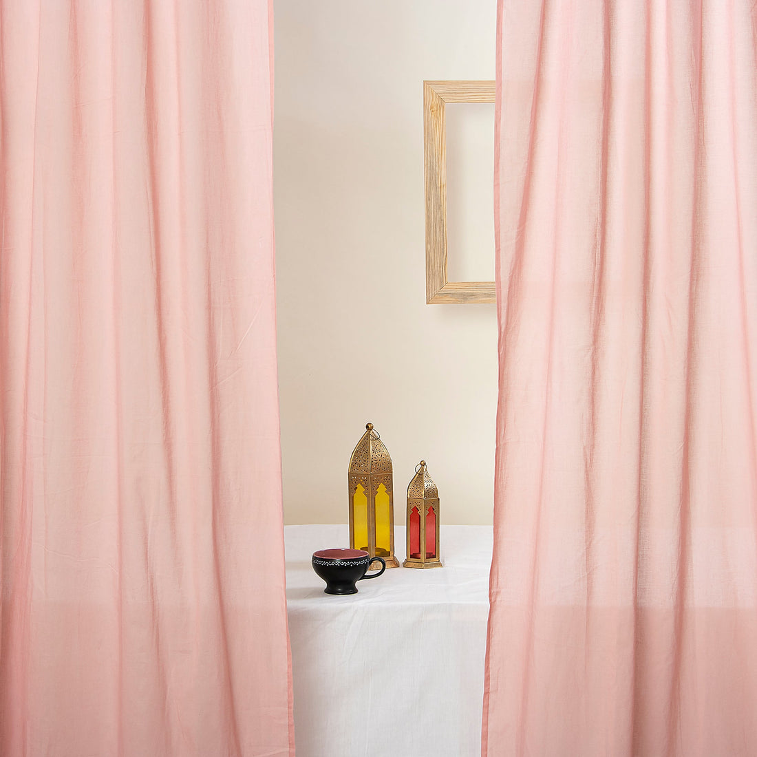 Set of 2 Cotton Solid Curtain For House, Office