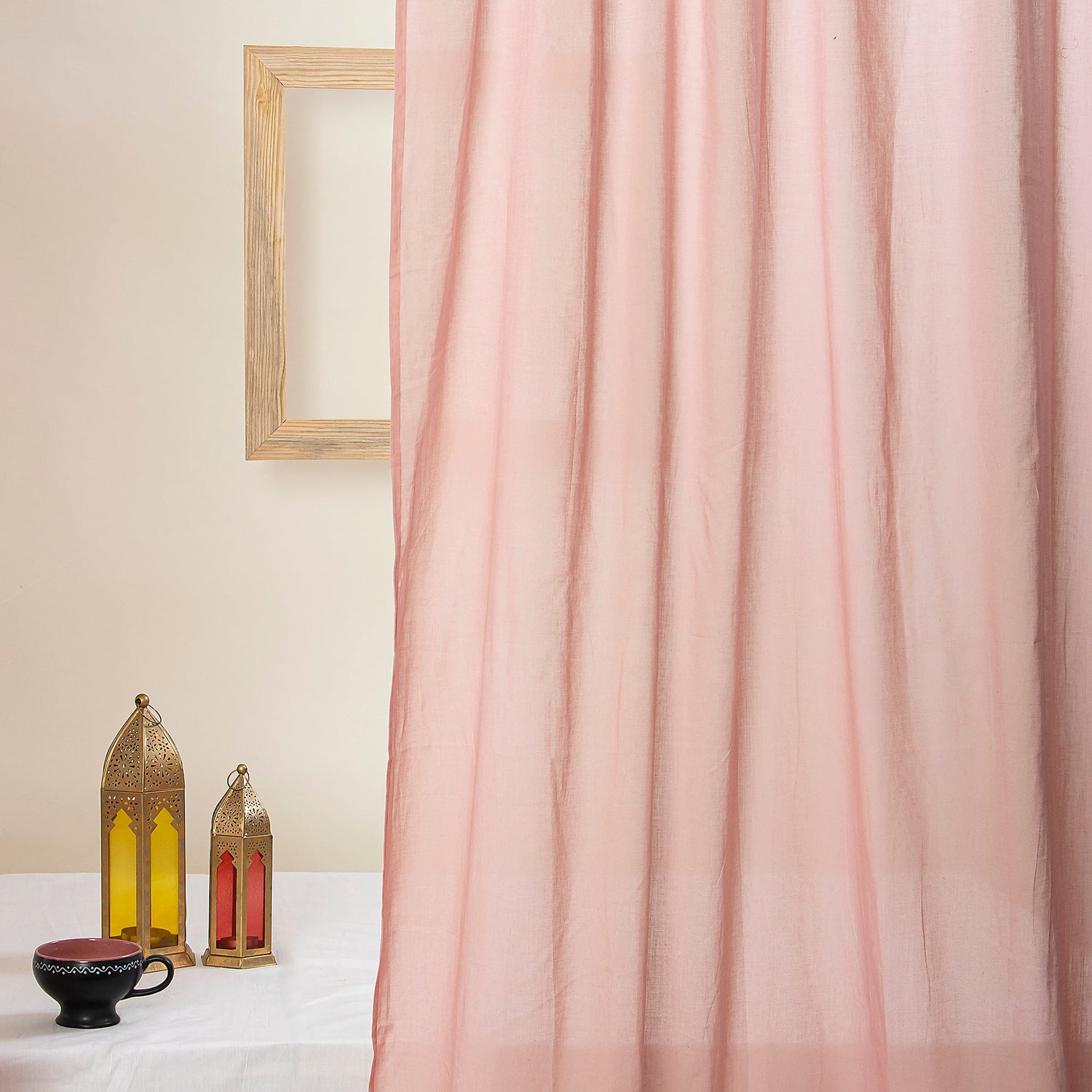 Set of 2 Cotton Solid Curtain For House, Office