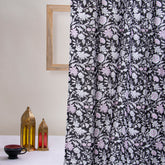 Set of 2 Indian Hand Block Print Floral Curtains