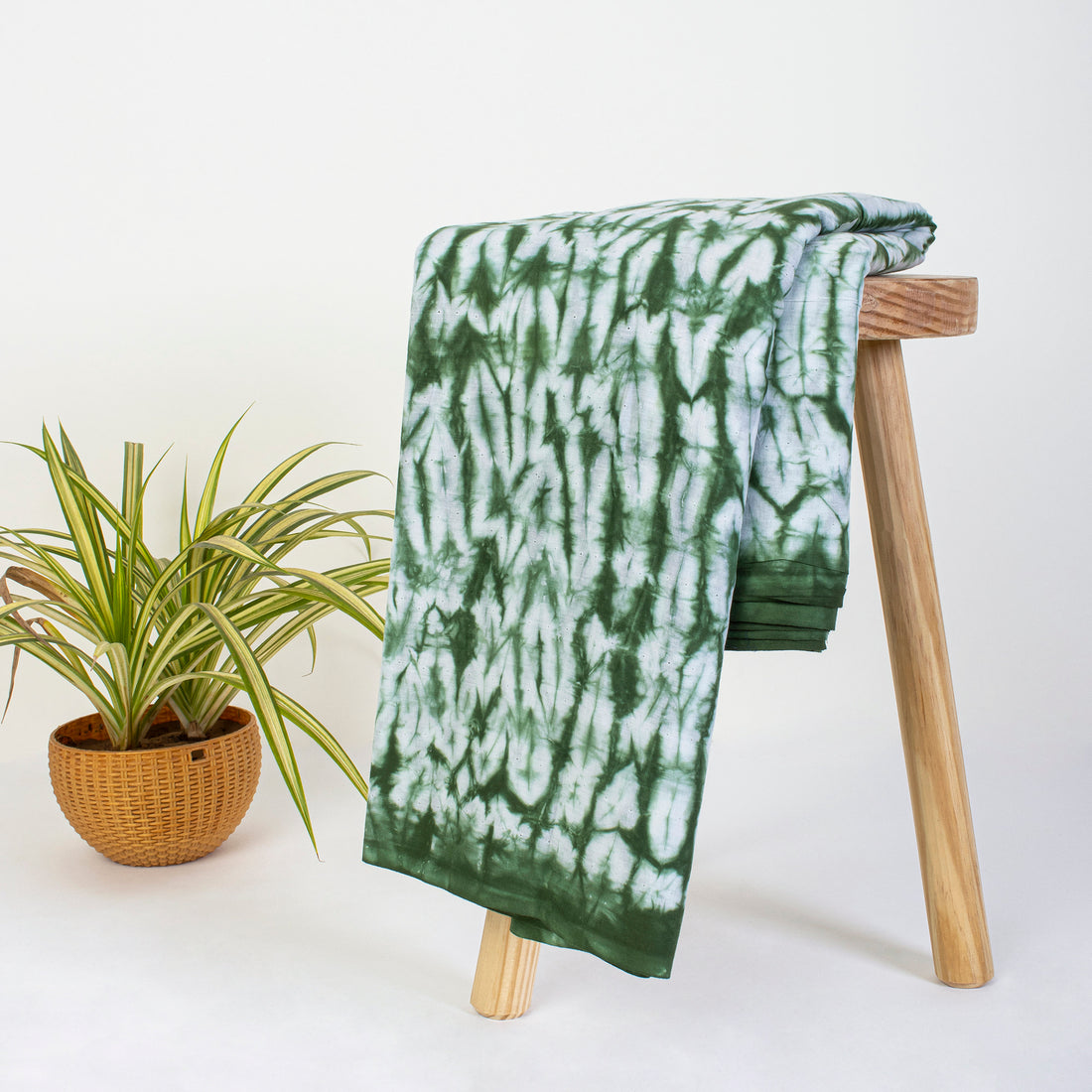 Shibori Green Tie Dye Cotton Fabric