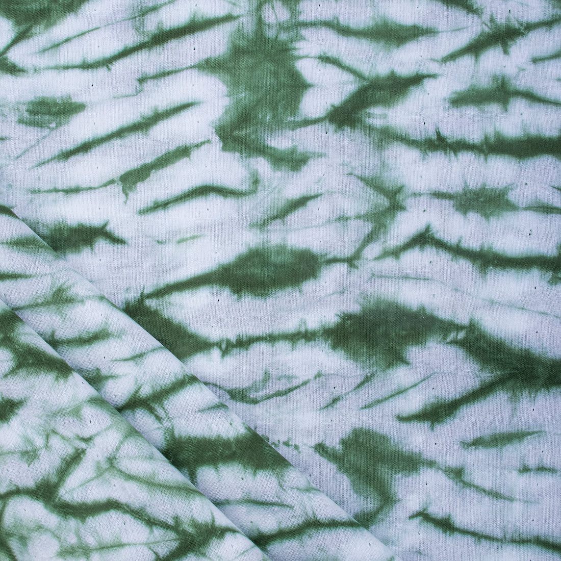 Shibori Green Tie Dye Cotton Fabric