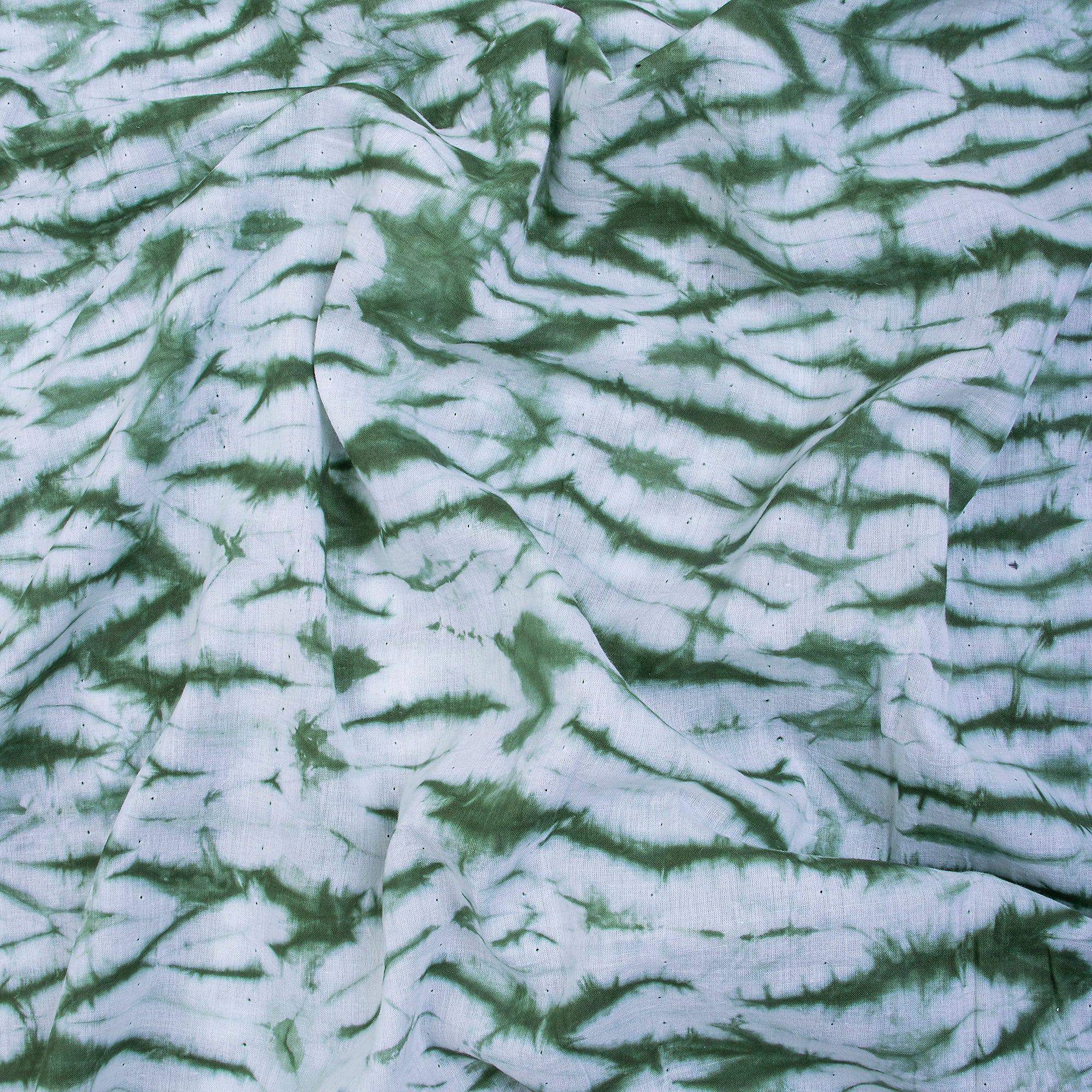 Shibori Green Tie Dye Cotton Fabric