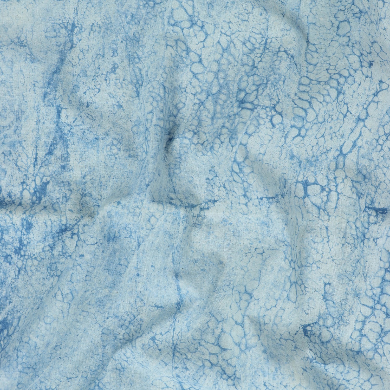 Sky Blue Cotton Dabu Hand Block Printed Fabric