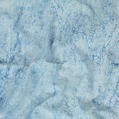 Sky Blue Cotton Dabu Hand Block Printed Fabric