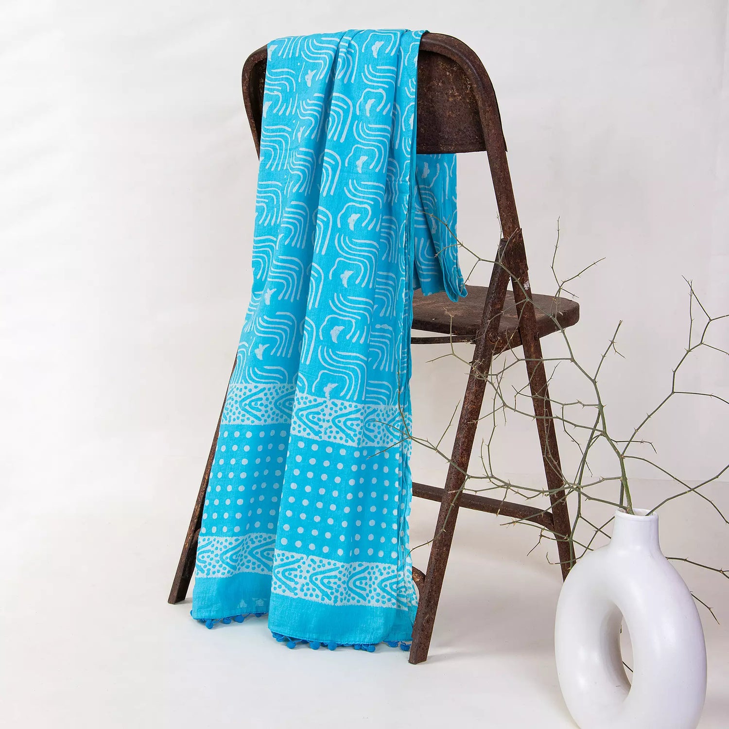 Sky Blue Cotton Dupatta Scarf for women Online