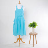 Sky Blue Hand Dyed Cotton Aprons For Womens