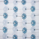 Sky Blue Palm Tree Hand Block Printed Cotton Fabric