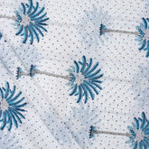 Sky Blue Palm Tree Hand Block Printed Cotton Fabric