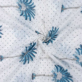 Sky Blue Palm Tree Hand Block Printed Cotton Fabric
