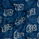 Soft Animal Block Printed Indigo Cotton Fabrics