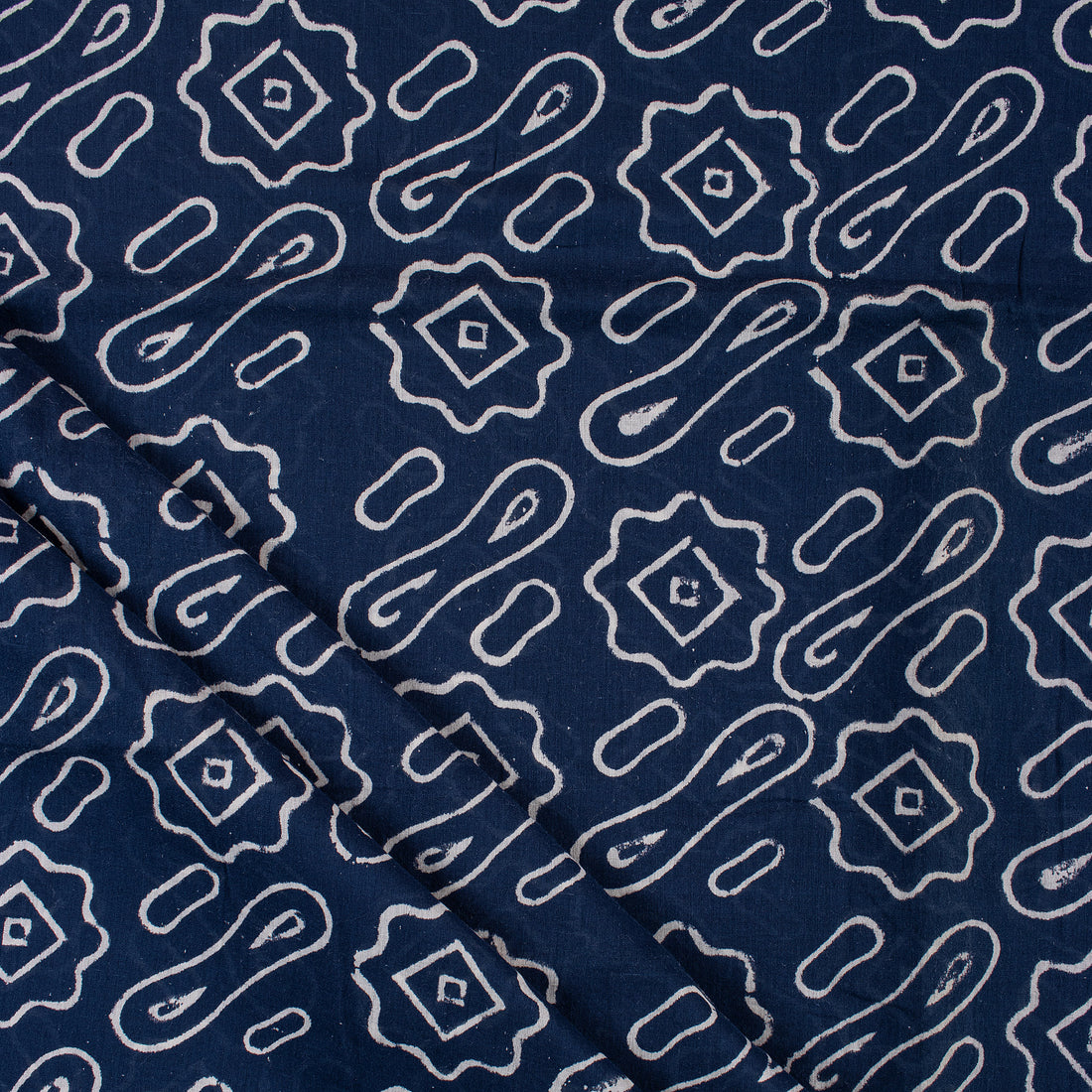 Soft Geometrical Printed Indigo 100% Cotton Fabric