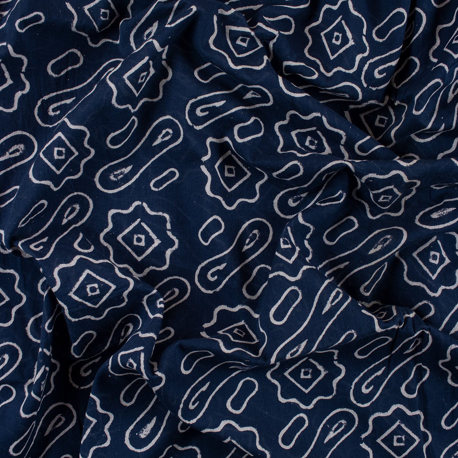 Soft Geometrical Printed Indigo 100% Cotton Fabric