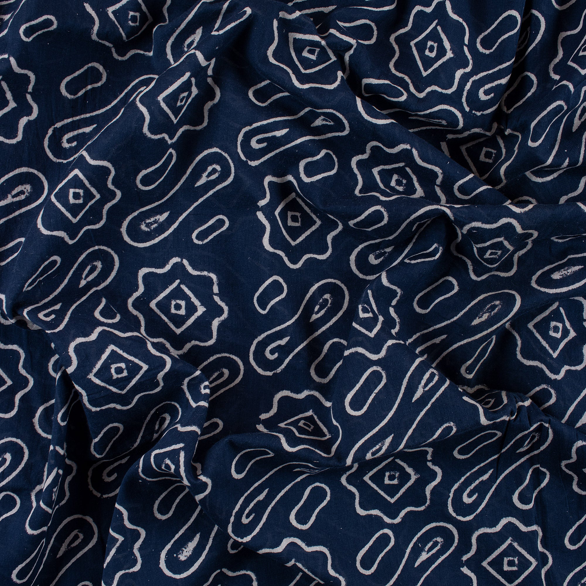 Soft Geometrical Printed Indigo 100% Cotton Fabric