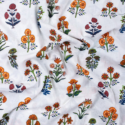 Soft Hand Block Multi Floral Print Kantha Cloth Fabric