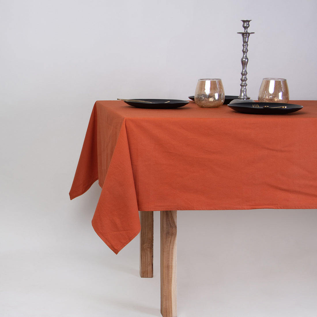 Soft Natural Hand Dyed Orange Dining Roon Table Covers