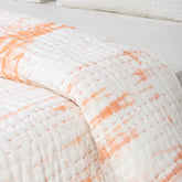 Soft Orange Tie Dye Kantha Cotton Quilt Blanket