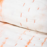 Soft Orange Tie Dye Kantha Cotton Quilt Blanket