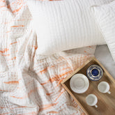 Soft Orange Tie Dye Kantha Cotton Quilt Blanket