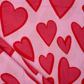 Soft Red Heart Printed Hand Block Printed Cotton Fabric by Yard