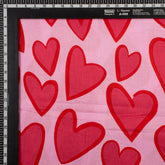 Soft Red Heart Printed Hand Block Printed Cotton Fabric by Yard