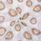 Soft Red Sun Hand Block Printed Cotton Running Fabric