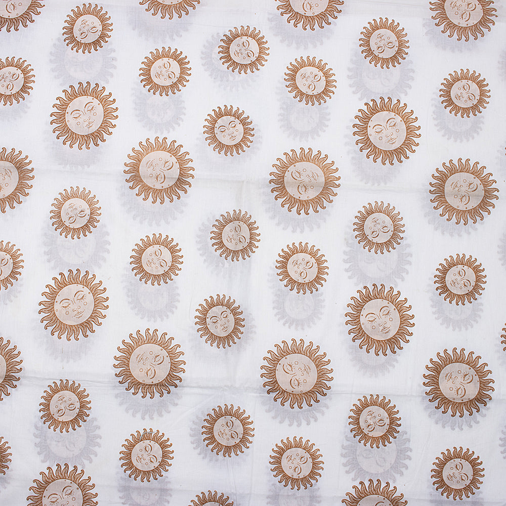 Soft Red Sun Hand Block Printed Cotton Running Fabric