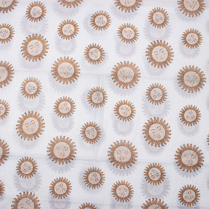 Soft Red Sun Hand Block Printed Cotton Running Fabric
