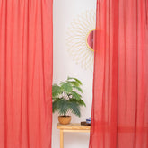 Soft Solid Red Door Window Curtains