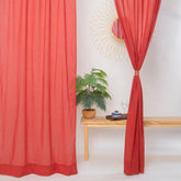Soft Solid Red Door Window Curtains