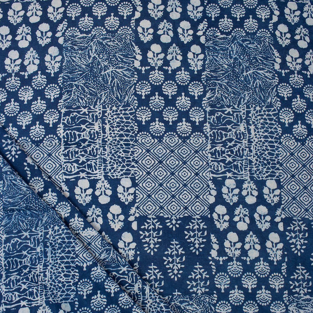 Soft &amp; Sustainable Indigo Floral Organic Cotton Fabric