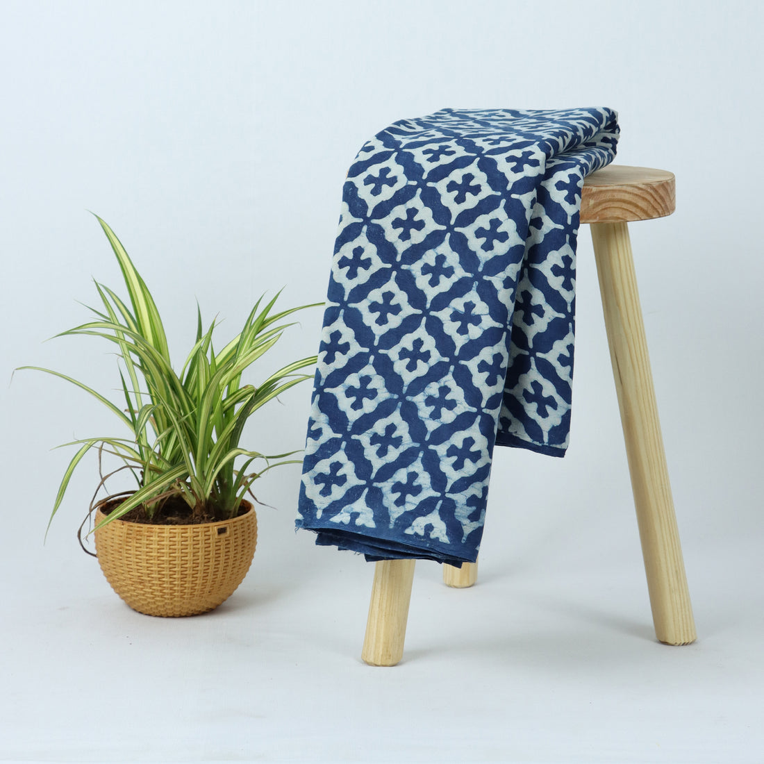 Soft Unique Hand Block Printed Indigo Fabric