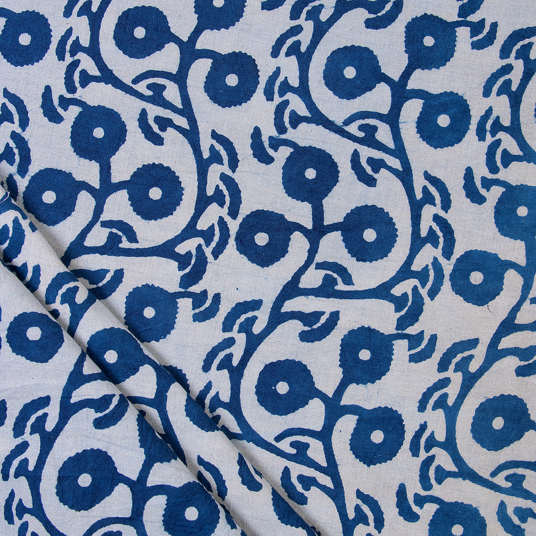 Softest Floral Blue Indigo Print Cotton Fabric
